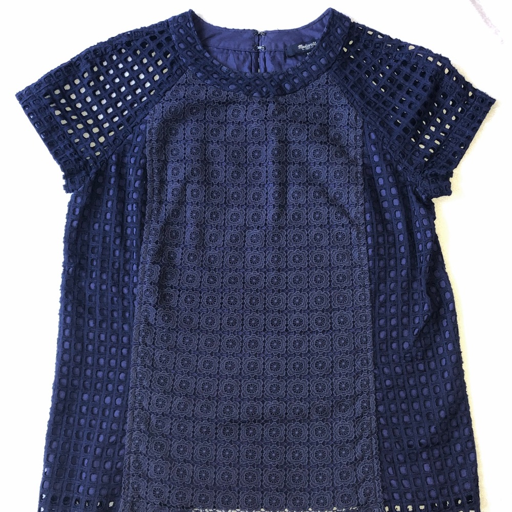 Madewell Navy Blue Eyelet Shirt - XS - Picture 3 of 4